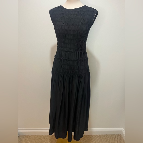 J.Crew Maude Smock Dress in drapey viscose twill black - Picture 8 of 11